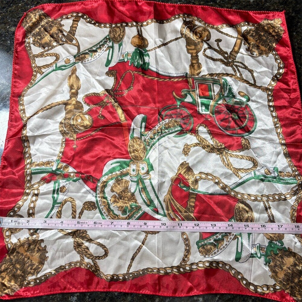 Unbranded Scarf Womens 21x21 Multicolor Square Equestrian Carriage Chain